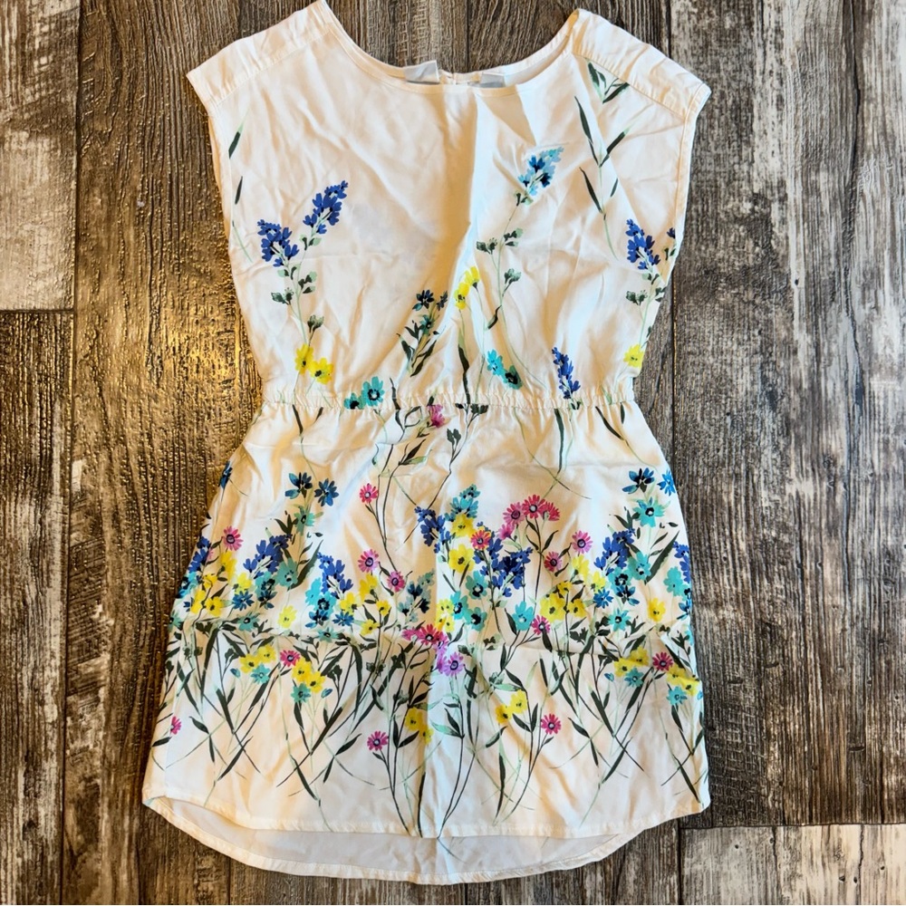 Gap Kids Girls Dress - White With Floral Design - Size Small 6-7